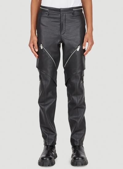 Shop Moncler Genius Zip Trim Leather Pants In Black