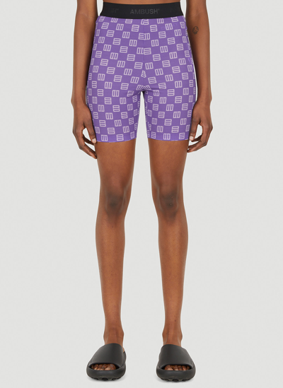 Shop Ambush Monogrammed Track Shorts In Lilac