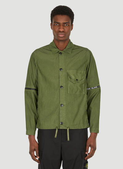 Stone Island Zipped Elbow Overshirt Jacket In Green | ModeSens