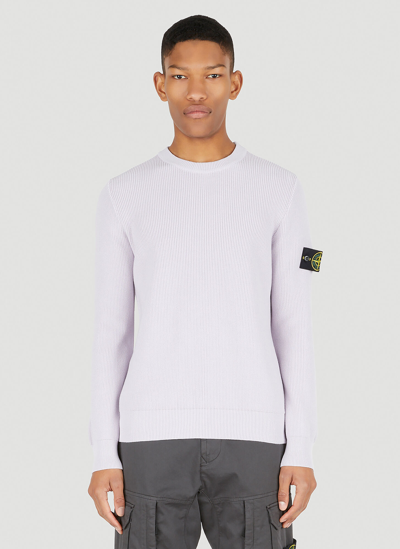 Shop Stone Island Logo-patch Knitted Sweater In Pink