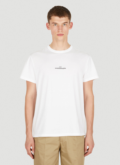 Shop Maison Margiela Upside Down Logo T-shirt In White