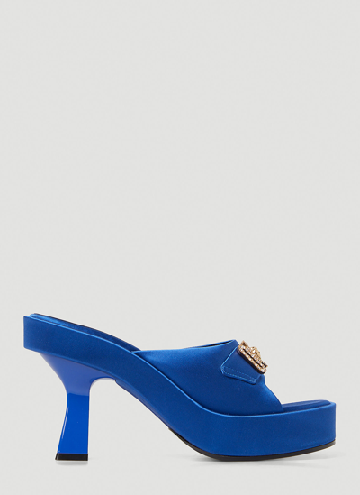 Shop Versace Medusa Biggie High Heel Mules In Blue