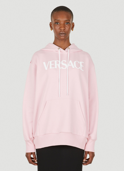 Shop Versace Ventagli Hooded Sweatshirt In Pink
