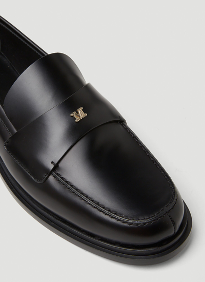 Shop Max Mara Monogram Logo Plaque Loafers In Black