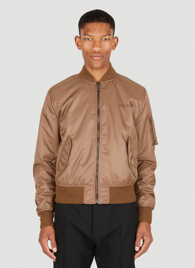 Shop Valentino Reversible Camouflage Bomber Jacket In Brown