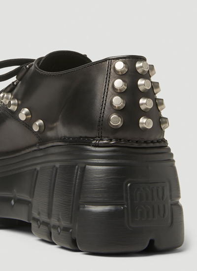 Shop Miu Miu Lace-up Platform Creeper Shoes In Black