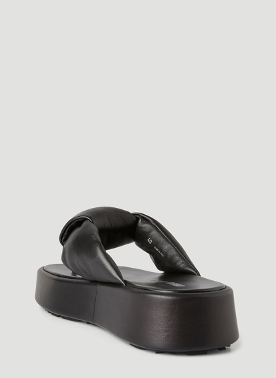 Shop Miu Miu Leather Flatform Sandals In Black