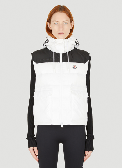 Shop Moncler Ciboure Quilted Down Sleeveless Jacket In White