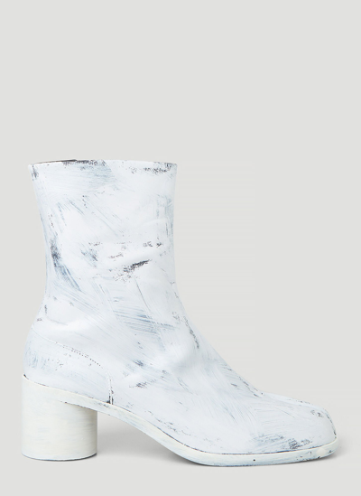 Shop Maison Margiela Tabi Painted Ankle Boots In White
