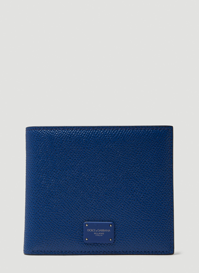 Shop Dolce & Gabbana Logo Plaque Bifold Wallet In Blue