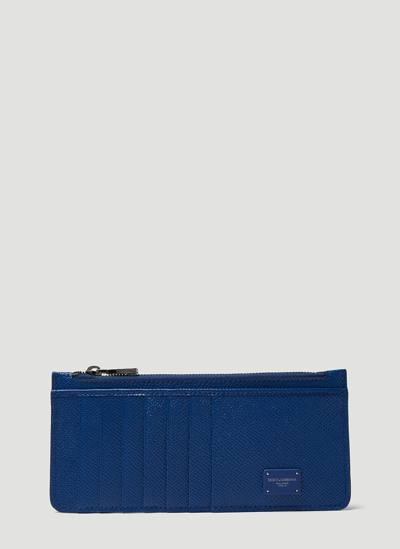 Shop Dolce & Gabbana Logo Patch Cardholder In Blue