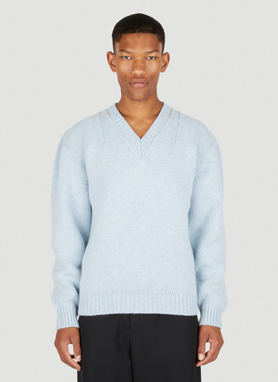 Shop Prada Shetland Knit Sweater In Light Blue
