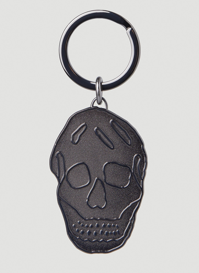 Shop Alexander Mcqueen Embossed Skull Keyr In Black