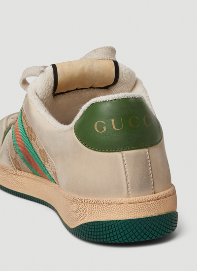 Shop Gucci Screener Logo Sneakers In Brown