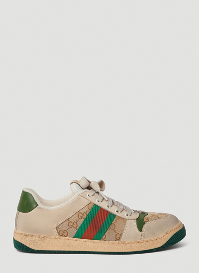 Shop Gucci Screener Logo Sneakers In Brown