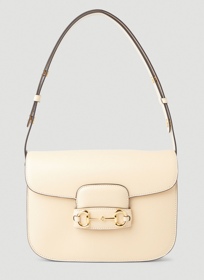 Shop Gucci 1955 Horsebit Azalea Shoulder Bag In Cream