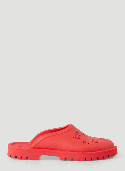 Shop Gucci Perforated G Slip Ons In Red