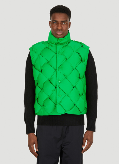 Shop Bottega Veneta Intrecciato Tech Sleeveless Jacket In Green