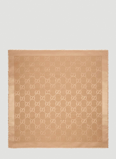 Gucci Gg Jacquard Scarf In Brown