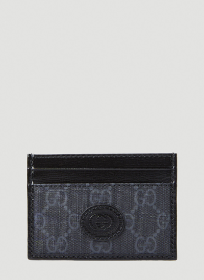 Shop Gucci Gg Logo Patch Supreme Card Holder In Black