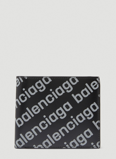 Shop Balenciaga Cash Logo Fold Wallet In Black