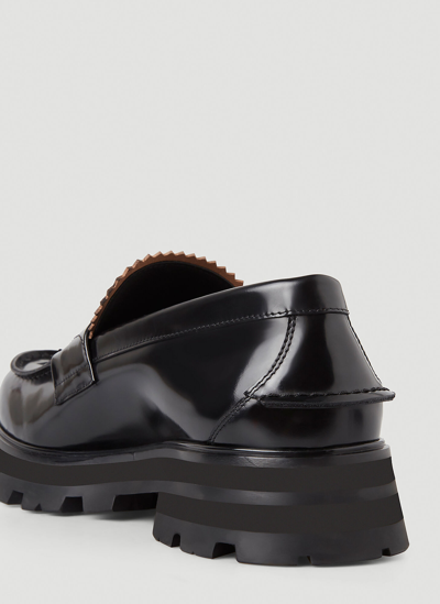 Shop Alexander Mcqueen Scalloped Tongue Penny Loafers In Black