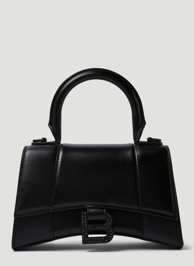 Shop Balenciaga Hourglass Xs Small Handbag In Black