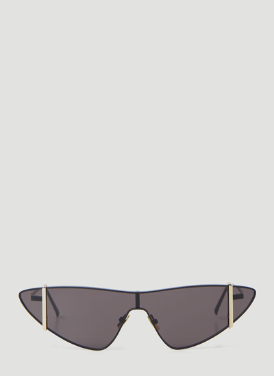 Shop Saint Laurent Bar Trim Triangular Sunglasses In Black