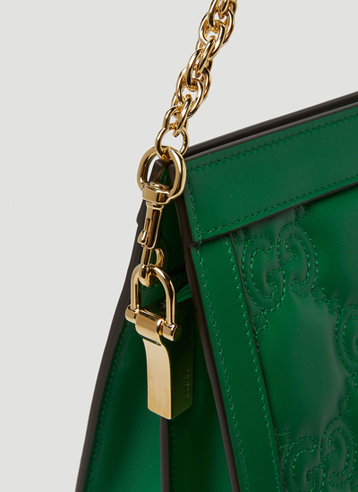 Shop Gucci Gg Matelassé Shoulder Bag In Green