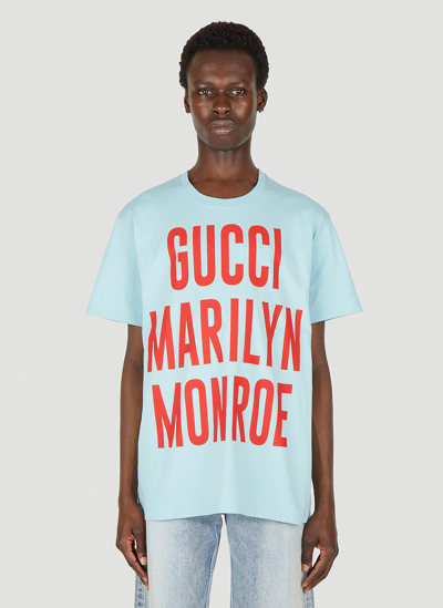 Shop Gucci Marilyn Monroe T-shirt In Light Blue