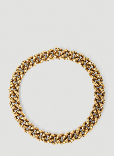 Shop Balenciaga Debossed Logo Necklace In Gold