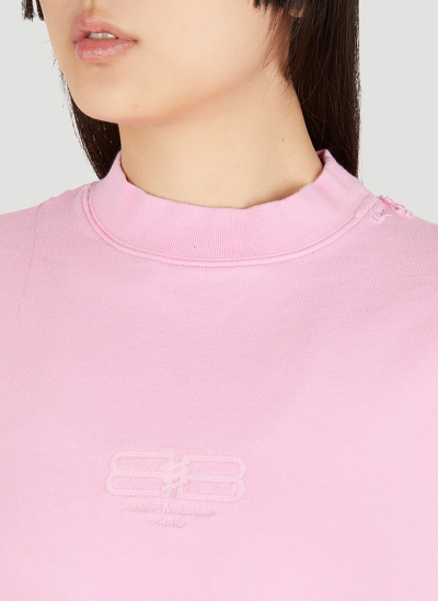 Shop Balenciaga Bb Embroidery Sweatshirt In Pink