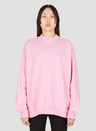 Shop Balenciaga Bb Embroidery Sweatshirt In Pink