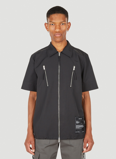 Shop Helmut Lang Logo Patch Zip Shirt In Black