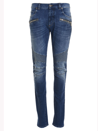 Shop Balmain Zip Detail Jeans In Default Title
