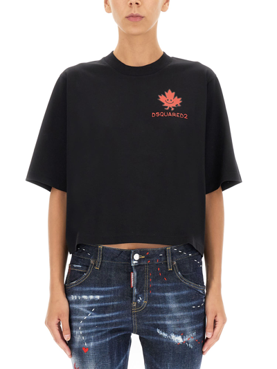 Shop Dsquared2 Smiling Maple T-shirt In Black