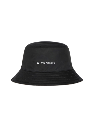 Shop Givenchy Man Bucket Hat In Black Nylon With Logo
