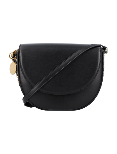 Shop Stella Mccartney Frayme Medium Flap Shoulder Bag In Black