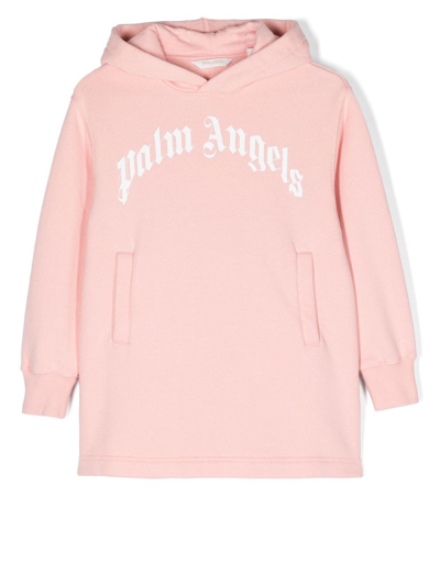 Palm Angels Logo-print Hooded Dress In Pink