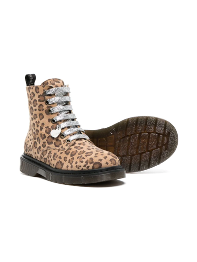 Shop Monnalisa Leopard-print Ankle Boots In Brown