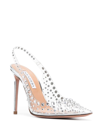 Shop Aquazzura Starburst 105mm Crystal-embellished Pumps In Silver