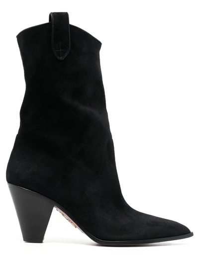Aquazzura Boogie 70 Suede Ankle Boots In Black