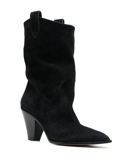 Aquazzura Boogie 70 Suede Ankle Boots In Black