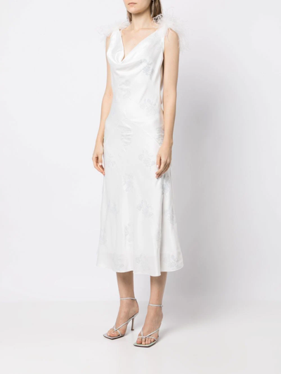 Shop 16arlington Feather-detail Midi Dress In White