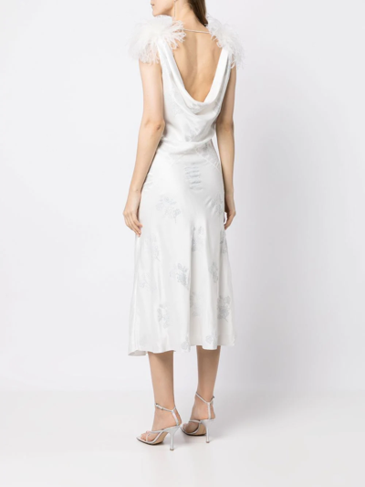 Shop 16arlington Feather-detail Midi Dress In White