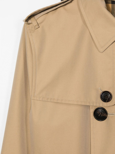 Shop Burberry Teen Double-breasted Trench Coat In Neutrals