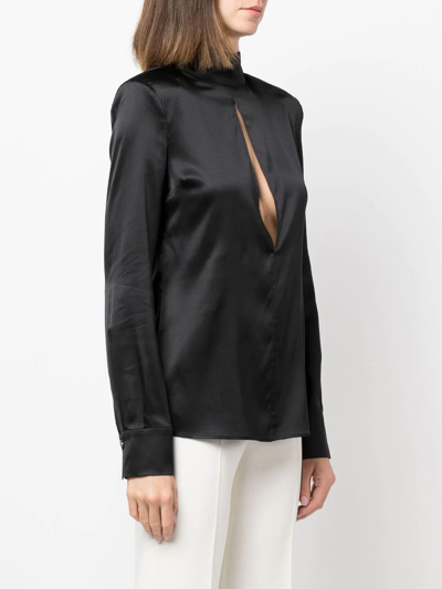 Shop Genny Cut-out Detail Silk Shirt In Black