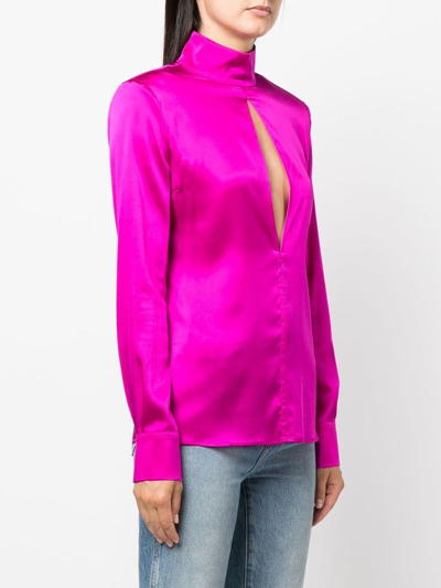 Shop Genny Cut Out-detail High Neck Blouse In Pink