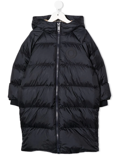 Shop Burberry Logo-embossed Padded Puffer Coat In Blue