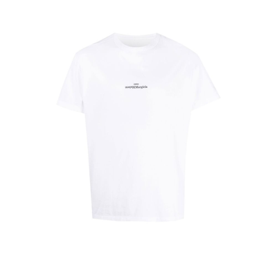 Shop Maison Margiela White Logo Cotton T-shirt